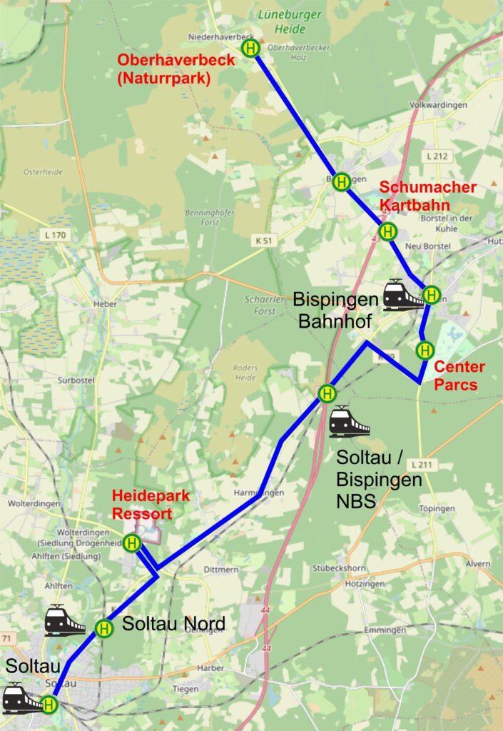 Optimale Buslinie Soltau - Oberhaverbeck