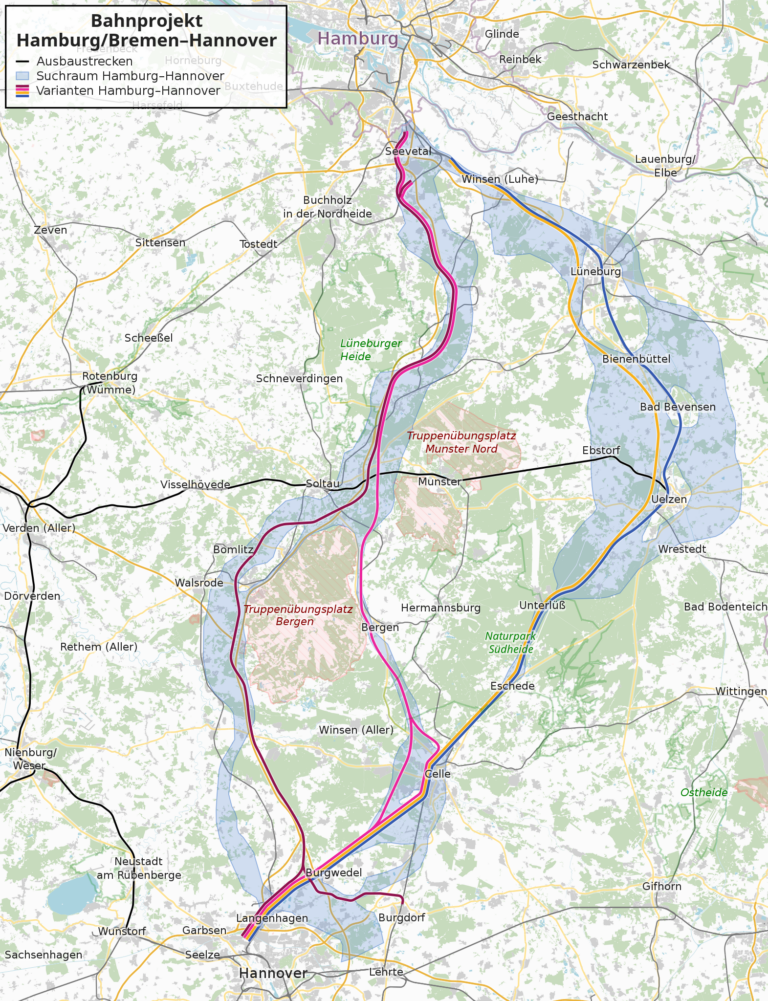 Wie Weit Ist Hannover Von Hamburg Entfernt Daten zu Varianten von Neu- und Ausbaustrecken Hamburg - Hannover